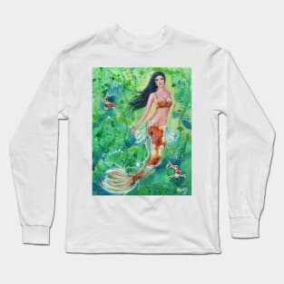 Koi mermaid garden by Renee Lavoie Long Sleeve T-Shirt